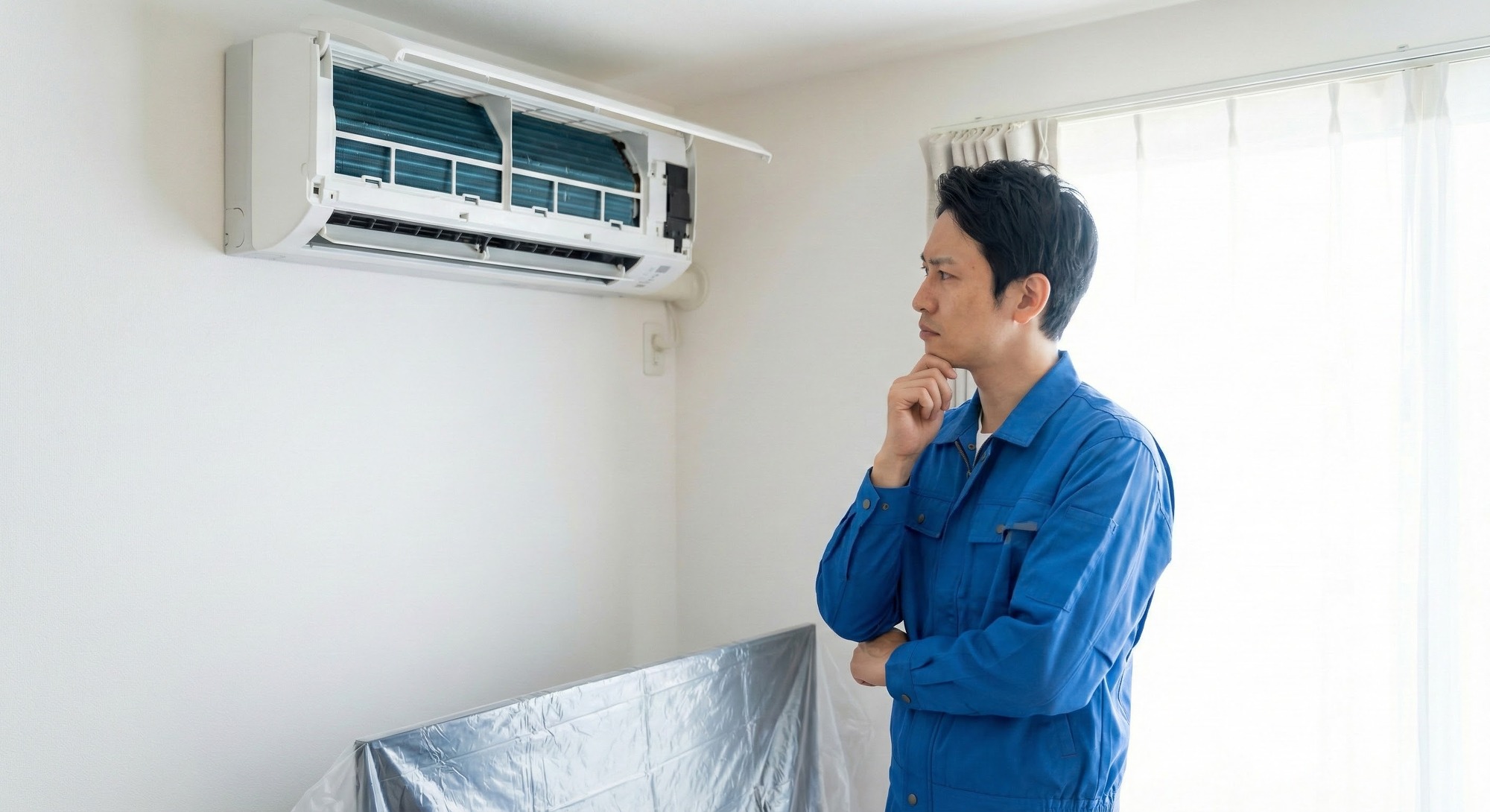 �G�A�R���N���[�j���O���s���Ă��L�������Ȃ�������T�邽�߁A�O�ʃp�l�����O���ē����̏�Ԃ��m�F���A�h�����p��������̓������Ǝ菇�ɂ��ĐT�d�Ɍ������Ă����ƒ��̒j���B